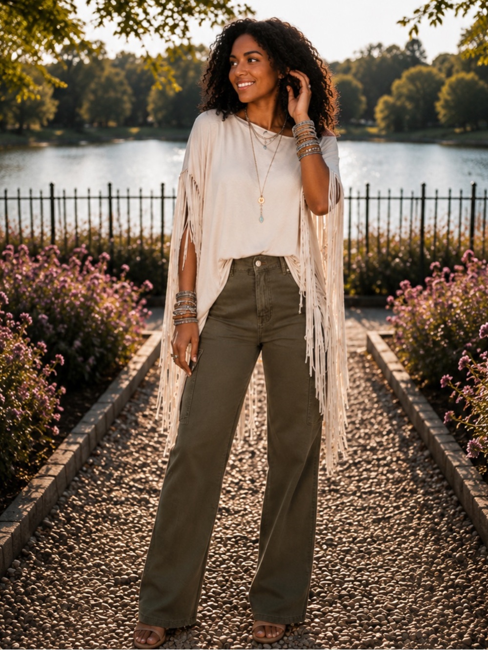 Showstopper Fringe Poncho Top | Boho Western Festival Oversized Tunic - Picture 3 of 12